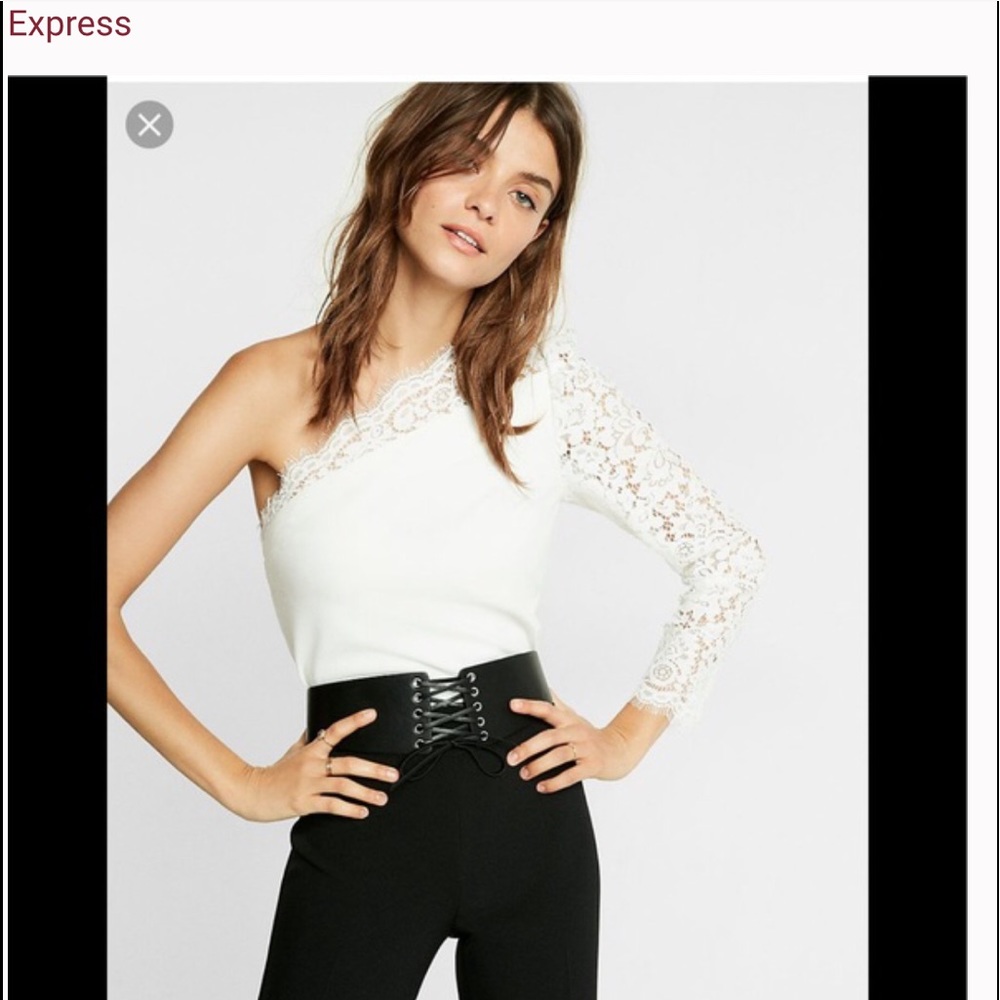 Express one shouldered lace crop top